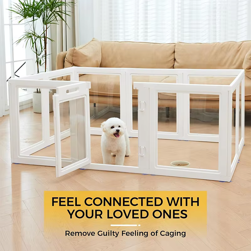 Clear Acrylic Plastic Pet Pen Easy-to-Assemble Dog Pet Kennel Cage for Puppy Cat Rabbit for Small Dogs for Indoor Use